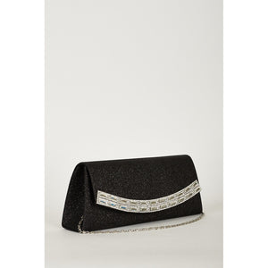 Posh Shiny Clutch Bag With Glass Beads And Diamond Details