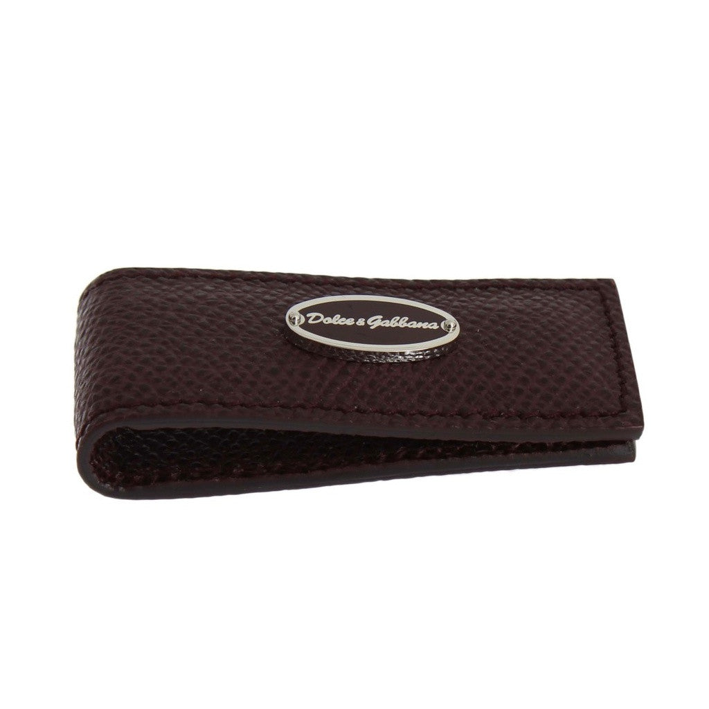 Dolce & Gabbana Bordeaux Leather Magnet Money Clip