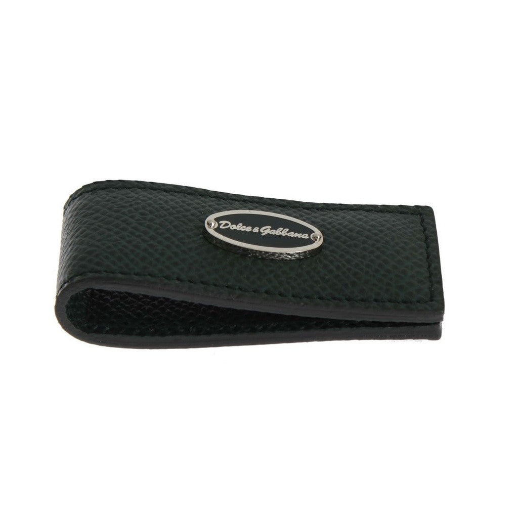 Dolce & Gabbana Green Leather Magnet Money Clip