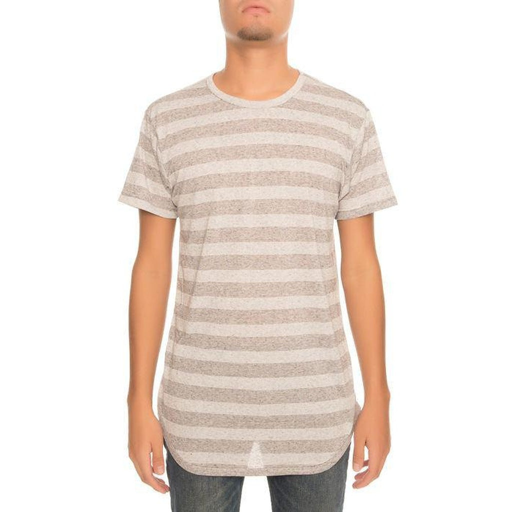 The Jacquard Stripe Tall Tee in Heather Grey