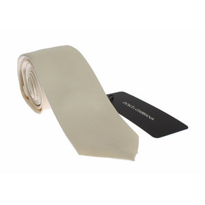 Dolce & Gabbana Men White Solid Silk Skinny Tie